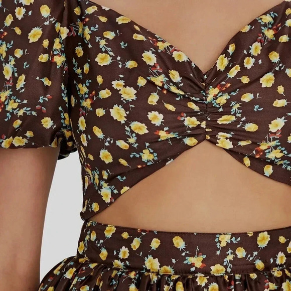 Autumn Adeigbo Bridgette Floral Cut-Out Preplum Blouse Size 10 - Picture 4 of 11